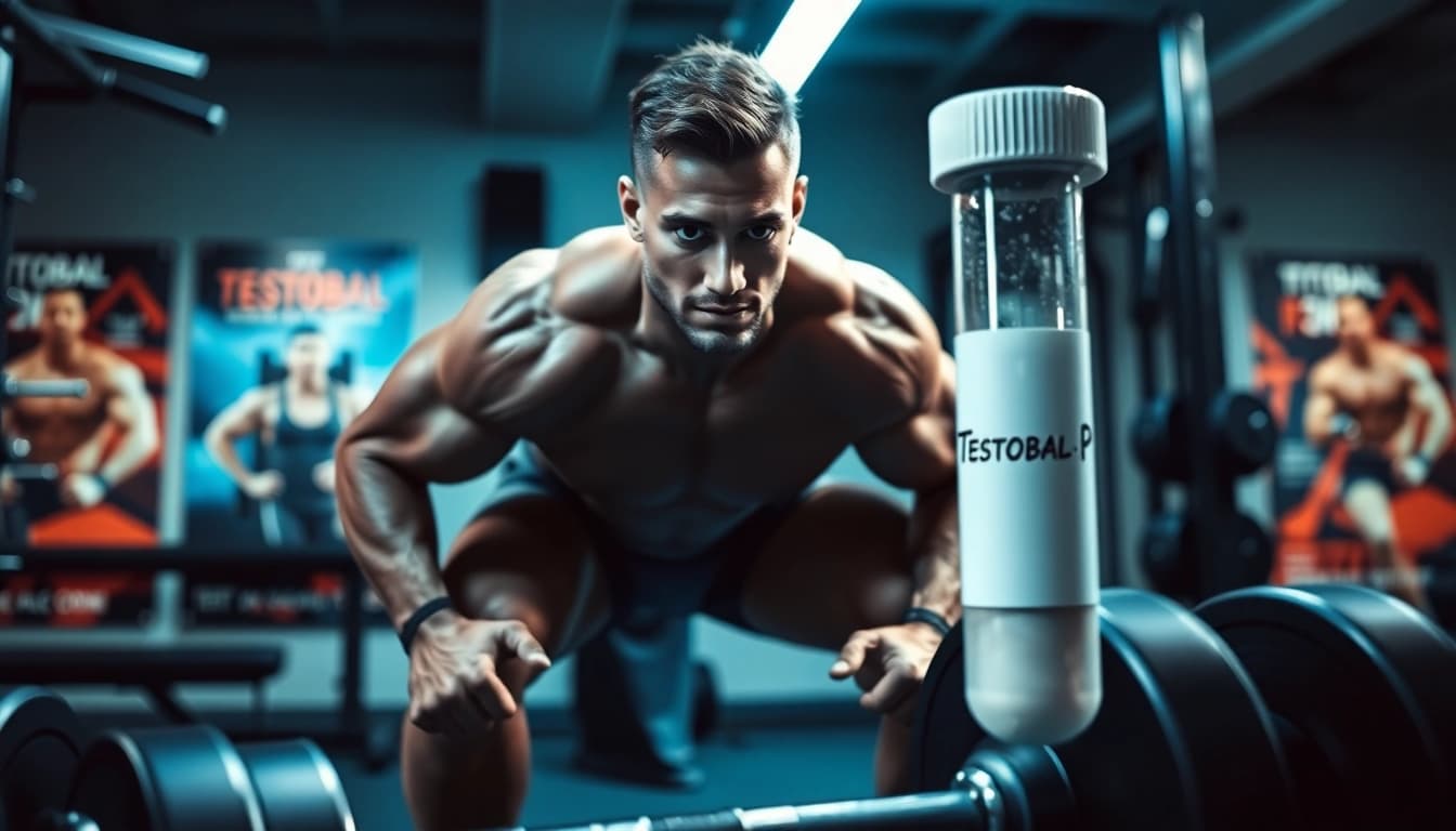 Testobal-P Testosteron Propionate athlete demonstrating strength in a gym environment.