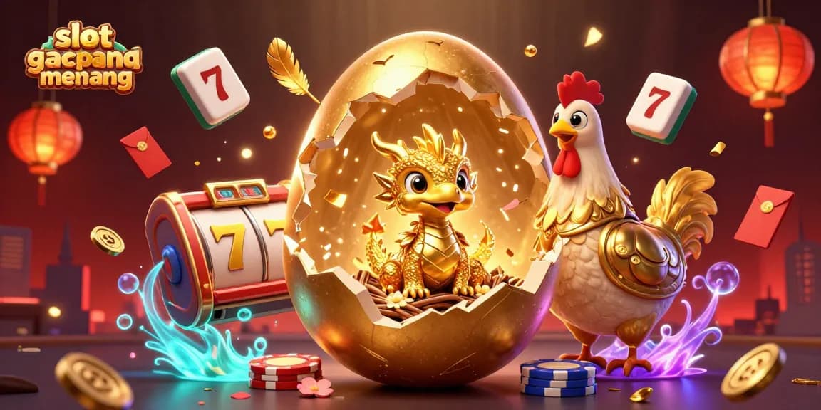 Experience the thrill of slot gacor gampang menang with dynamic golden gaming elements and vibrant characters in a magical casino scene.