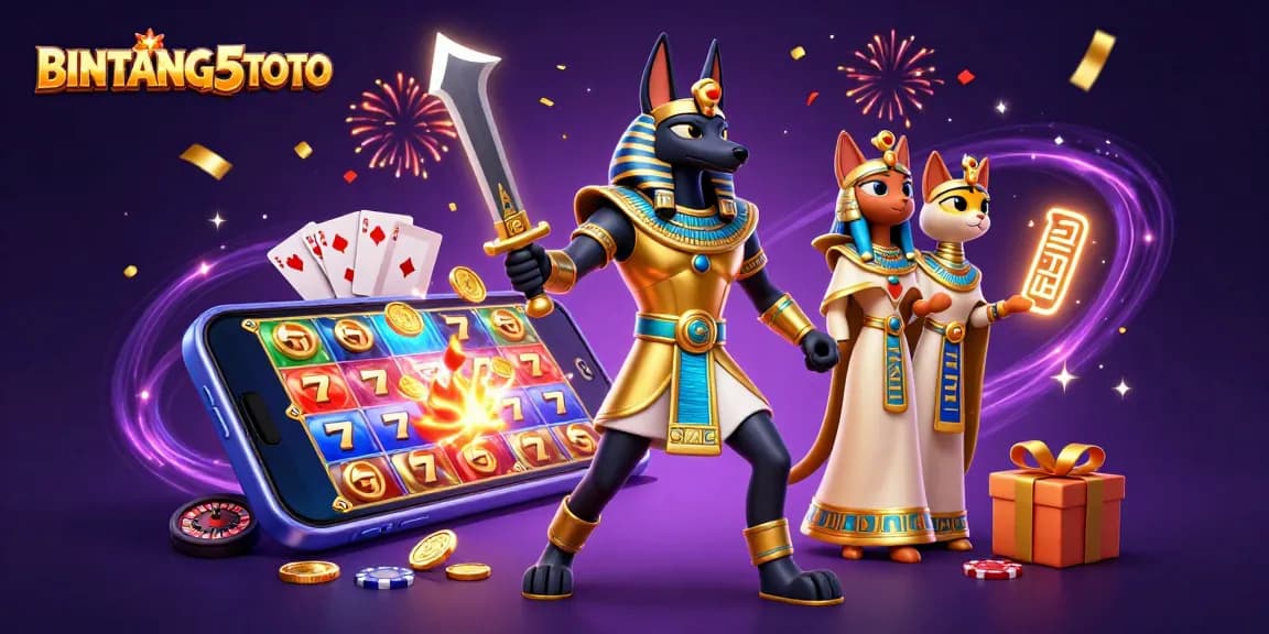 Engage in thrilling casino action with BINTANG5TOTO's stunning 3D illustration featuring dynamic gaming elements.
