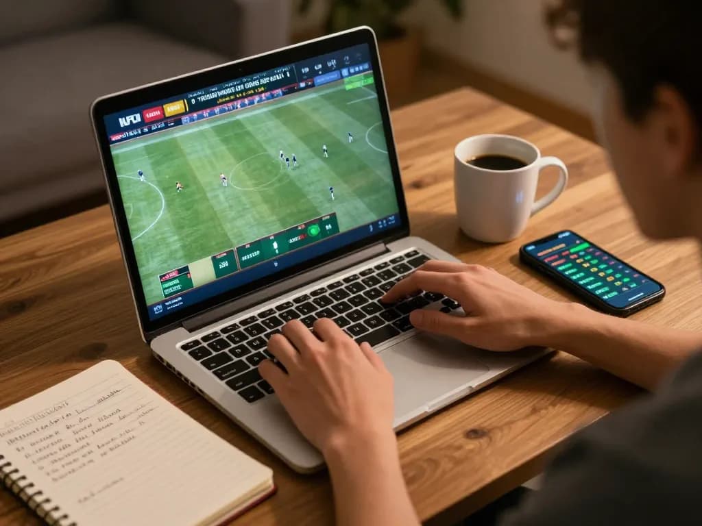 Tỷ lệ kèo nhà cái 5 displayed on laptop during a strategic online betting session