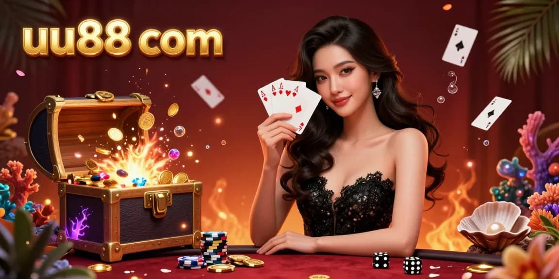 Experience gaming excitement at uu88 com with a stylish Asian woman in a luxury casino setting.