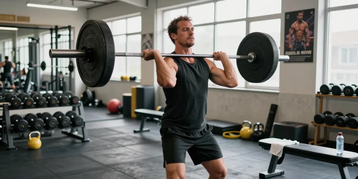 Bodybuilder lifting weights in a dynamic gym setting with Prime Pharma Steroiden products visible, showcasing strength and dedication.