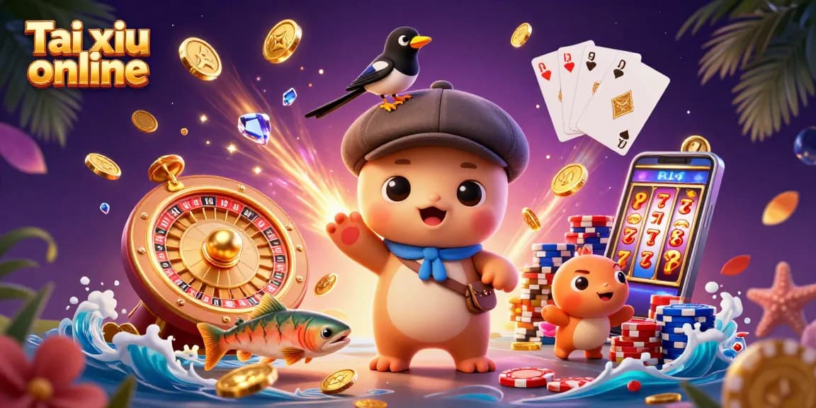 Experience the thrill of Tai xiu online with dynamic characters and cascading gold!