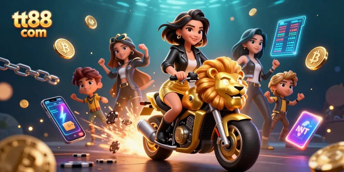 Engage with tt88 com through an immersive casino experience featuring a glamorous scene with neon elements and crypto symbols.