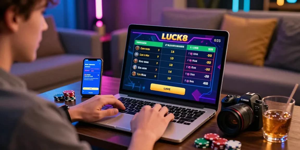 LUCK8 user enjoying online betting experience with live odds and vibrant graphics.