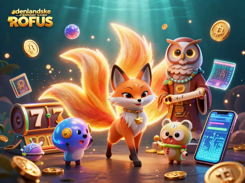 Experience excitement with udenlandske casinoer uden ROFUS in this vibrant 3D illustration of a fox spirit and owl.