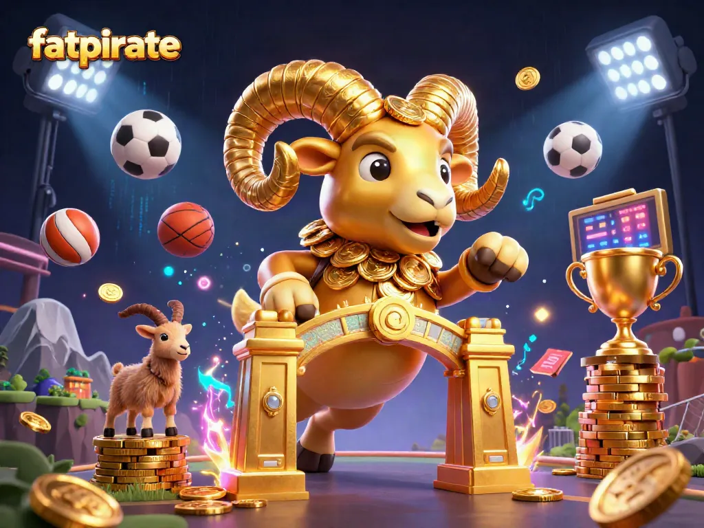Experience the thrill of fatpirate as the golden ram charges through a dynamic casino scene filled with exciting gaming elements.