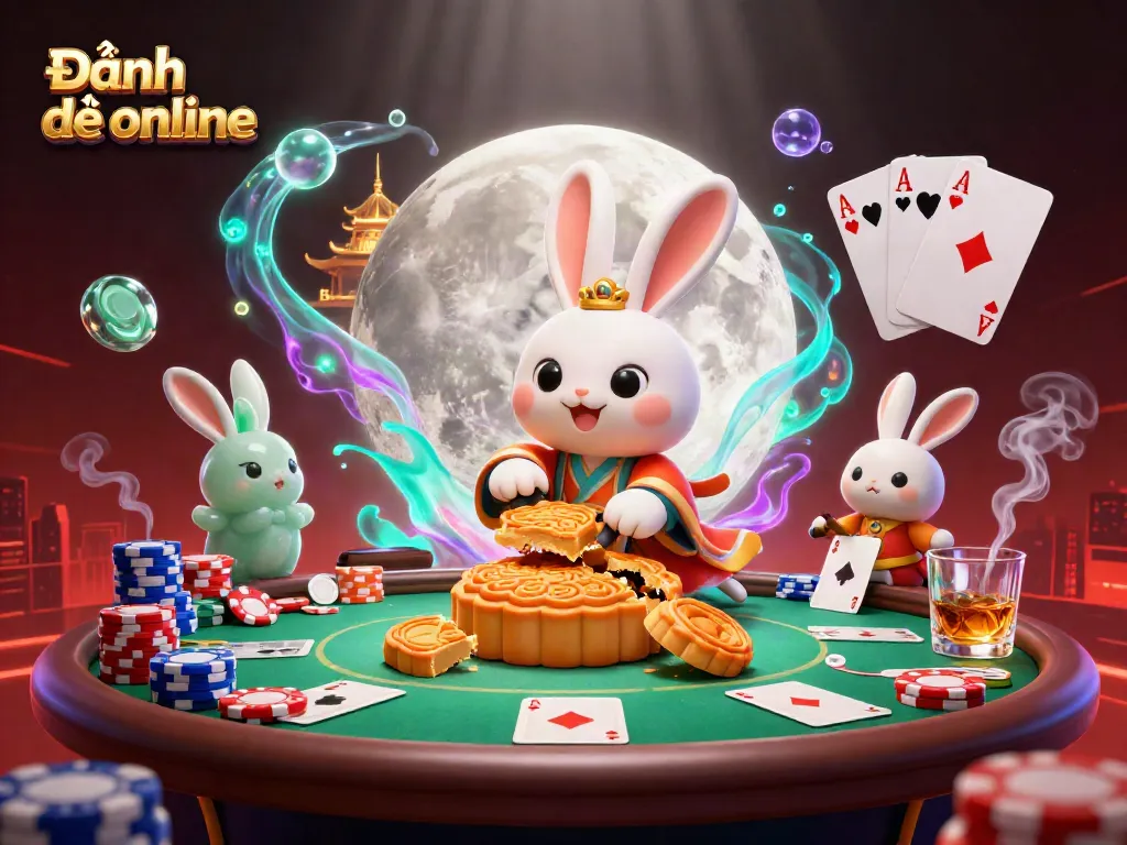 Engage in Đánh đề online with cartoon characters amidst vibrant casino-themed visuals.