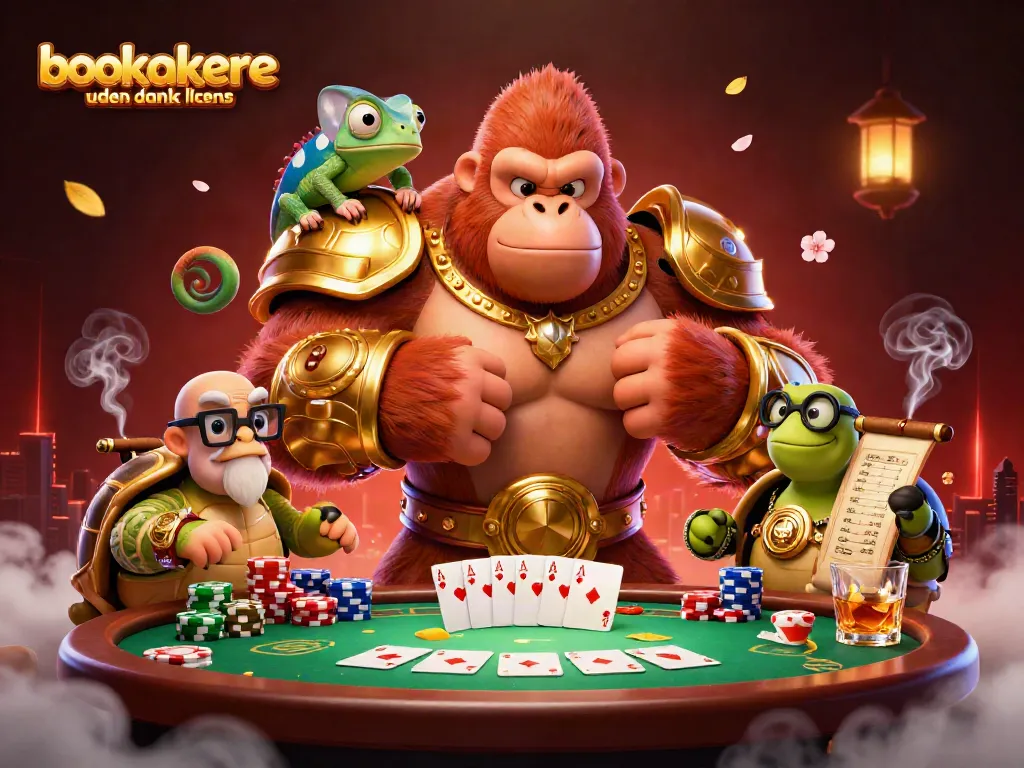 Experience thrilling action with bookmakere uden dansk licens as a gorilla king strategizes at a poker table.