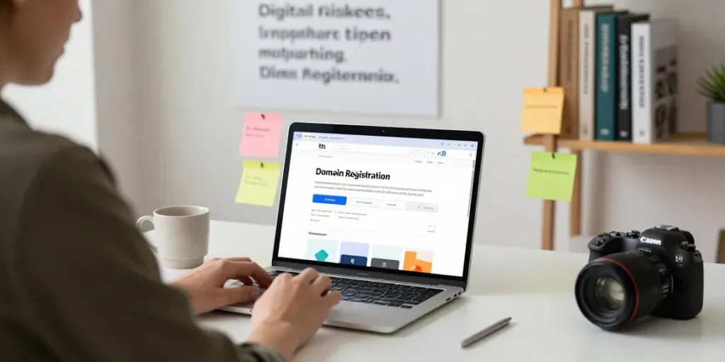 Professionele werkruimte voor .nl domein registreren met laptop en inspirerende boeken.