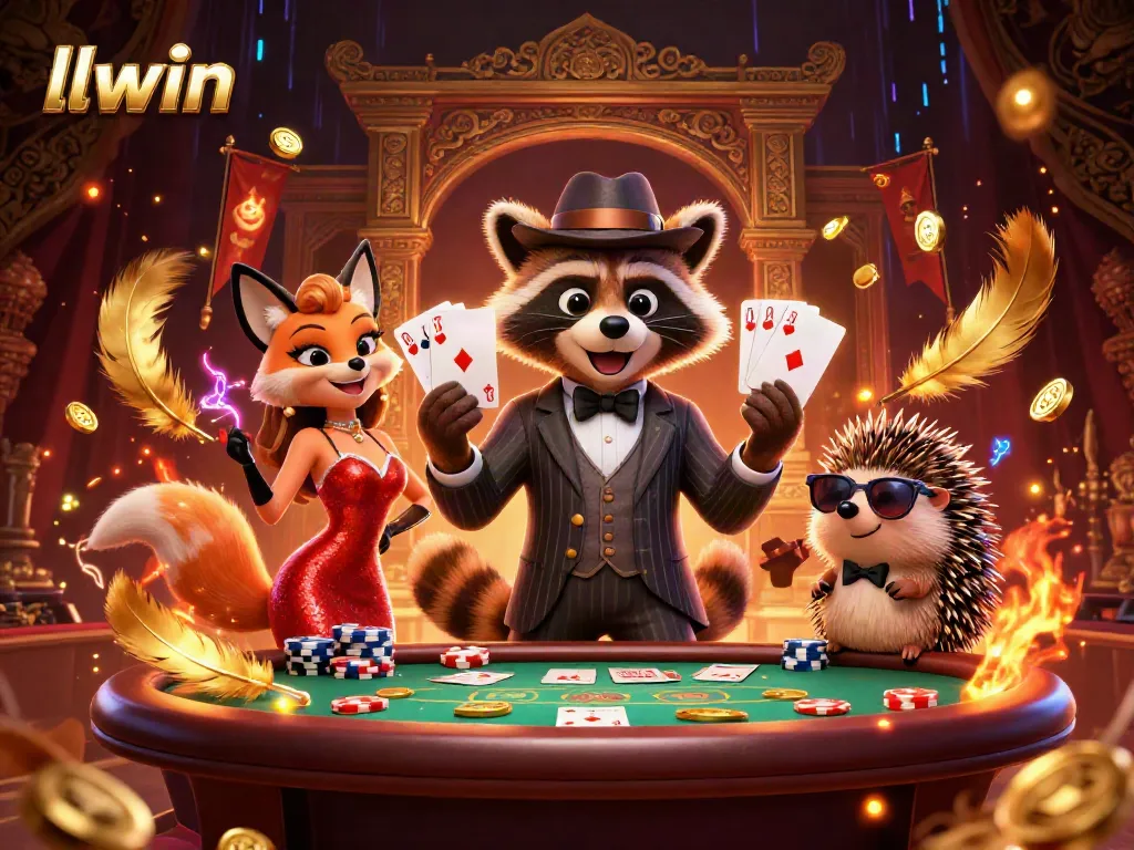 Experience gaming excitement with llwin's vibrant poker scene featuring unique characters.