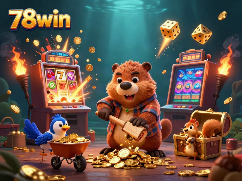 Engaging scene with 78win characters and casino elements creating a vibrant atmosphere for online gambling.