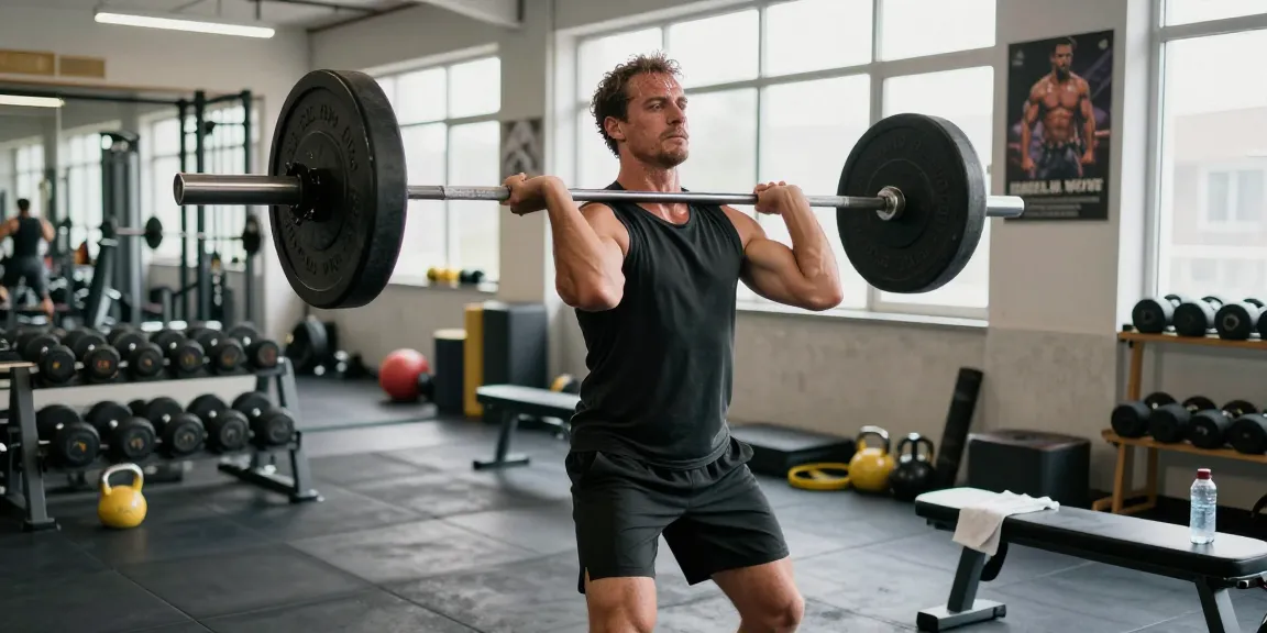 Bodybuilder lifting weights in a dynamic gym setting with Prime Pharma Steroiden products visible, showcasing strength and dedication.