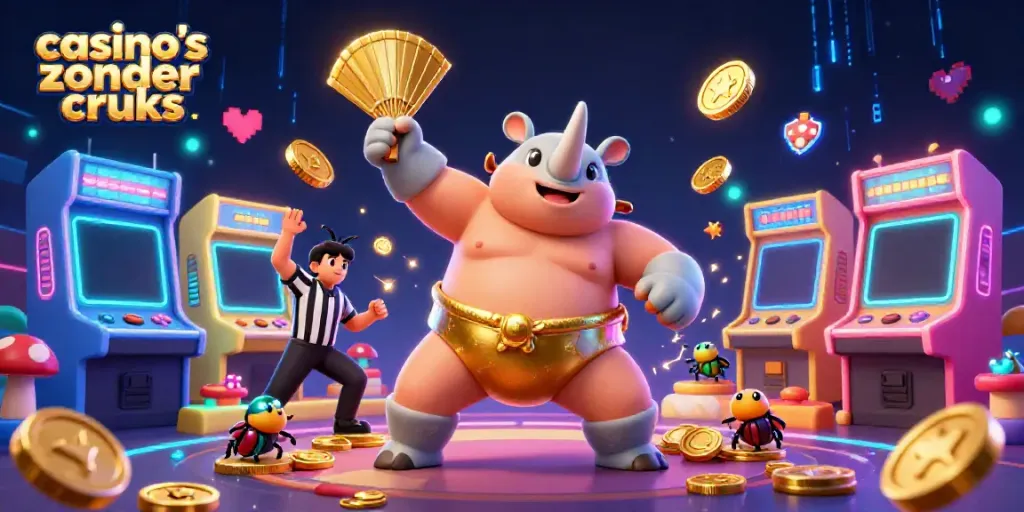 Experience vibrant gameplay with casino's zonder cruks in a dynamic cartoon illustration.