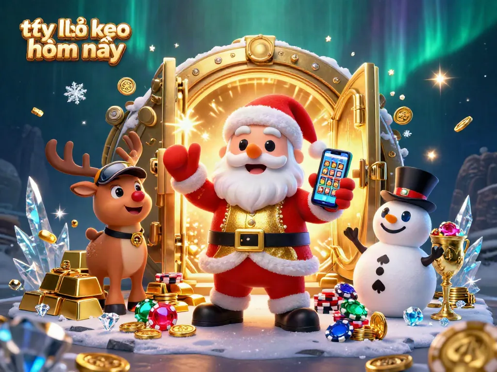 Engage with tỷ lệ kèo nhà cái hôm nay while Santa and friends celebrate in a festive casino.