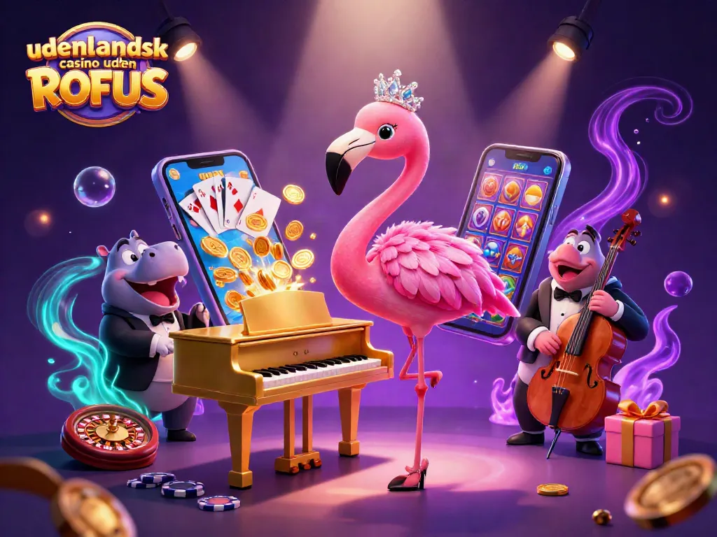 Engage in exciting play at udenlandsk casino uden ROFUS with vibrant 3D casino illustration showcasing dynamic elements.