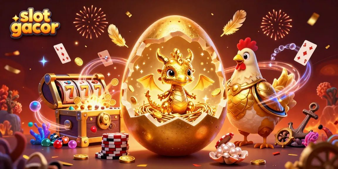 Engage with slot gacor action in a vibrant 3D scene with golden dragon and casino elements.