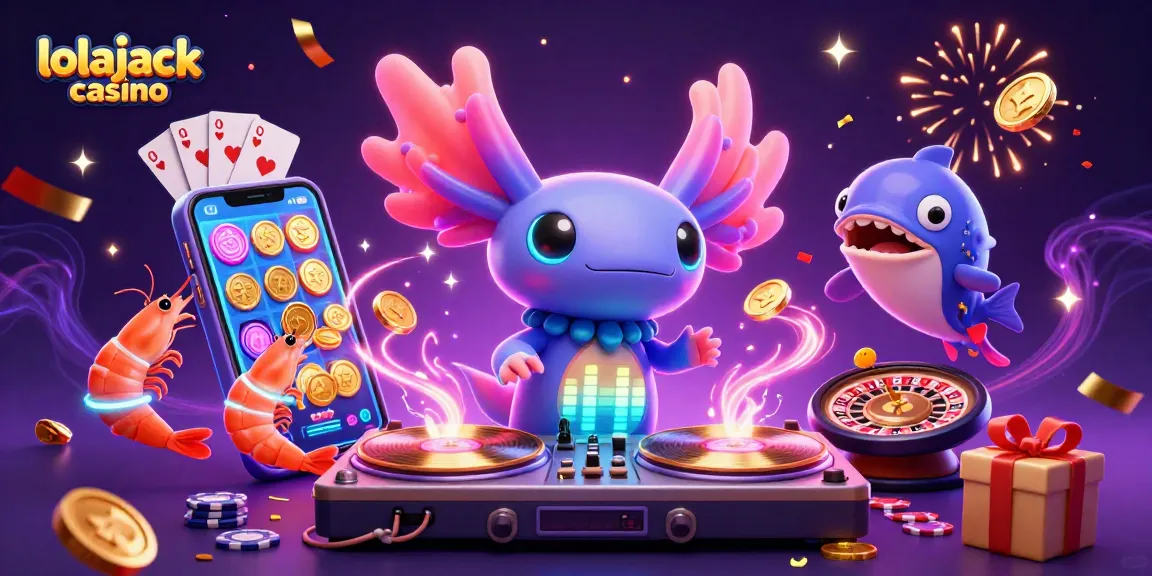 Experience the vibrant lolajack casino world with neon characters and dynamic gaming elements!