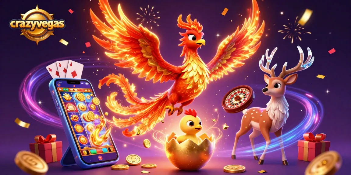 Experience immersive gaming at crazyvegas with vibrant 3D casino elements celebrating luck and fortune.