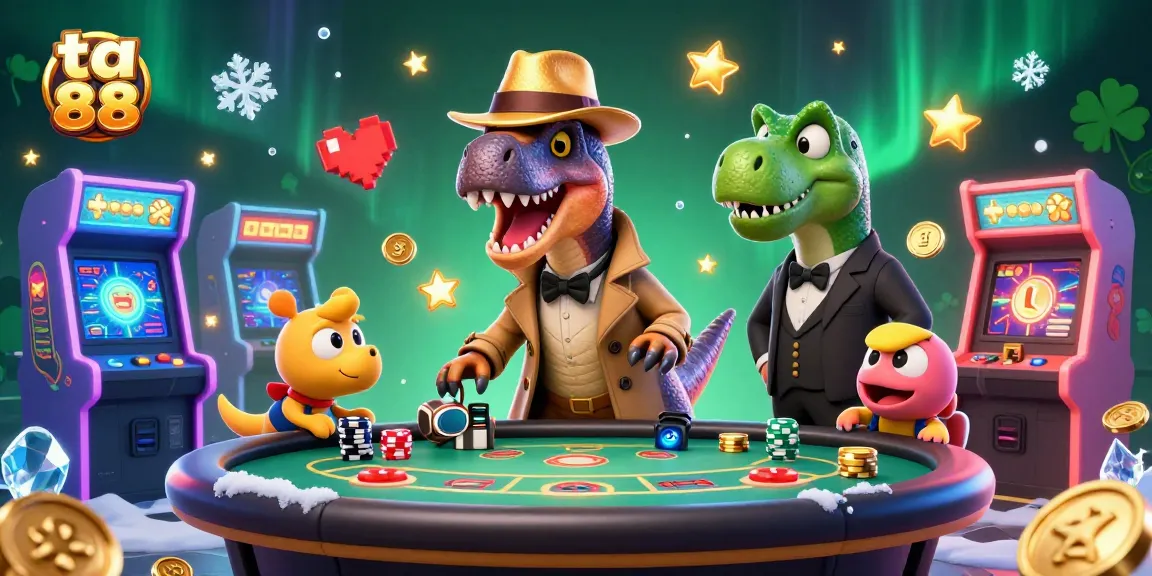 Experience the thrill at ta 88 casino with a velociraptor card counter and vibrant gaming elements.