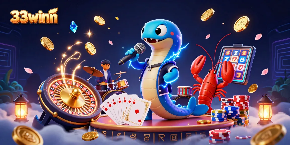 Experience the underwater casino scene with 33winn, where an electric eel DJ performs amid vibrant game elements.