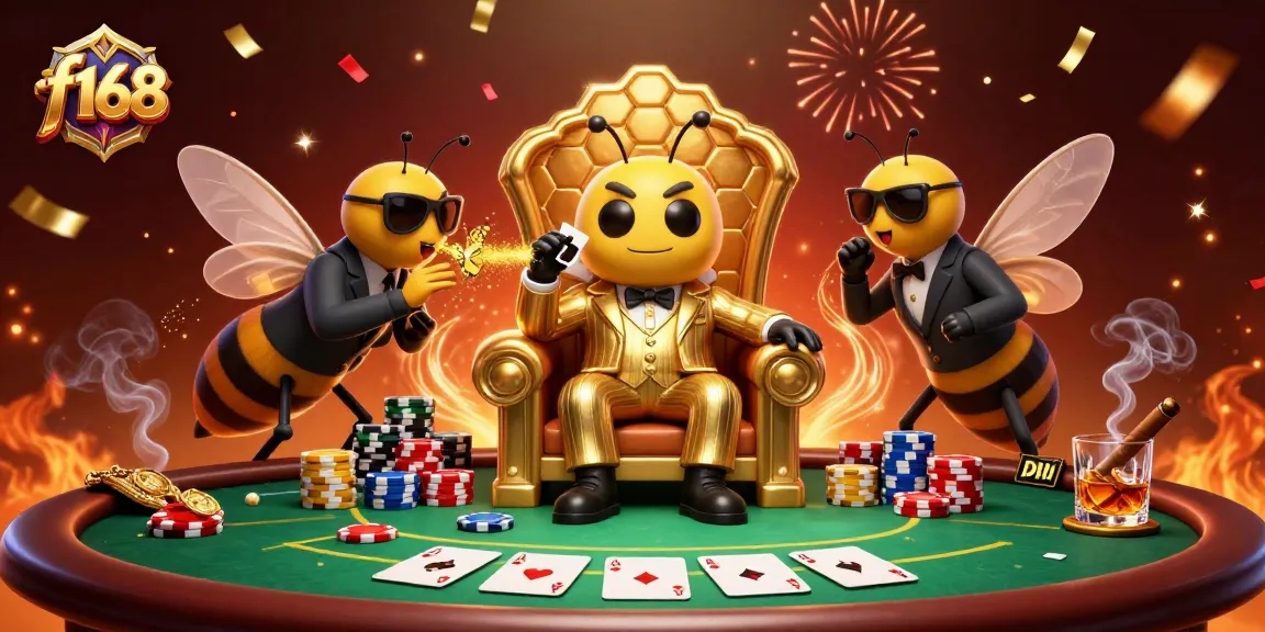 Experience thrilling poker action with f168's vibrant 3D illustration showcasing characters in a lavish casino.